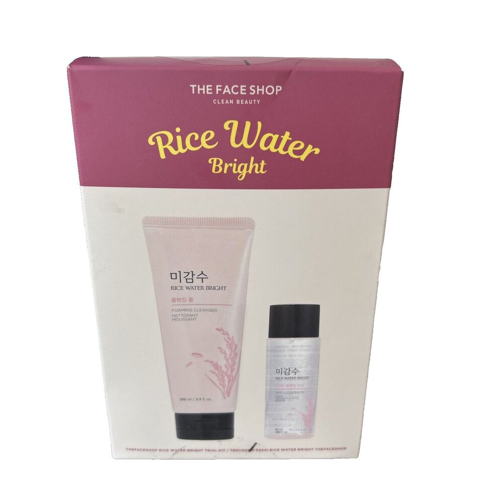 THE FACE SHOP Rice Water Brightening Facial Cleansing Foam & Oil Trial Set NEW